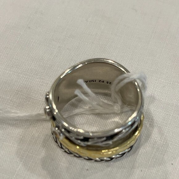 PZ Paz Creations YG.925 Sterling Silver Ring With Gold Over Silver Spinners Size - Picture 2 of 5